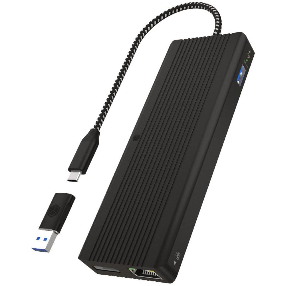 RaidSonic ICY BOX USB-C Docking Station με HDMI/DisplayPort 4K PD Ethernet και σύνδεση 2 Οθονών Μαύρο (IB-DK4080AC) (RSCIB-DK4080AC)