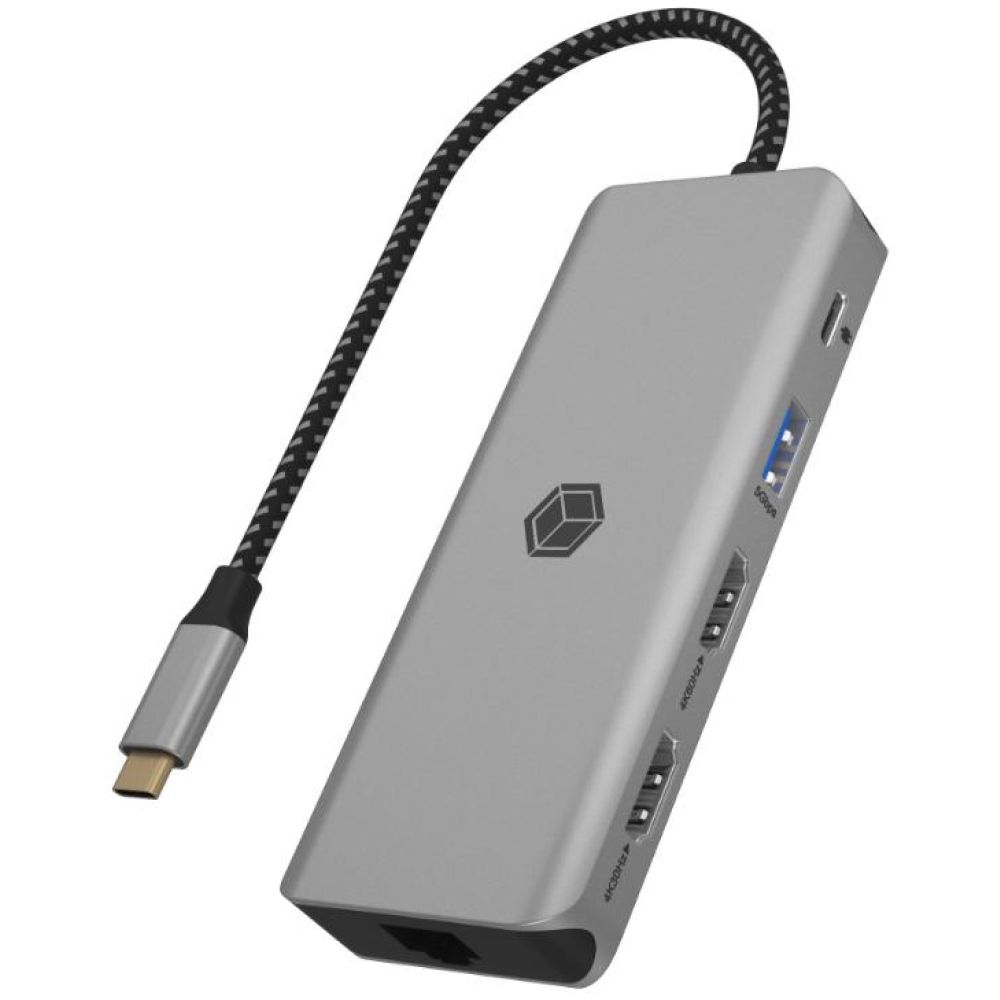 RaidSonic ICY BOX USB-C Docking Station με HDMI 4K PD Ethernet και σύνδεση 2 Οθονών Γκρι (IB-DK4012-CPD) (RSCIB-DK4012-CPD)