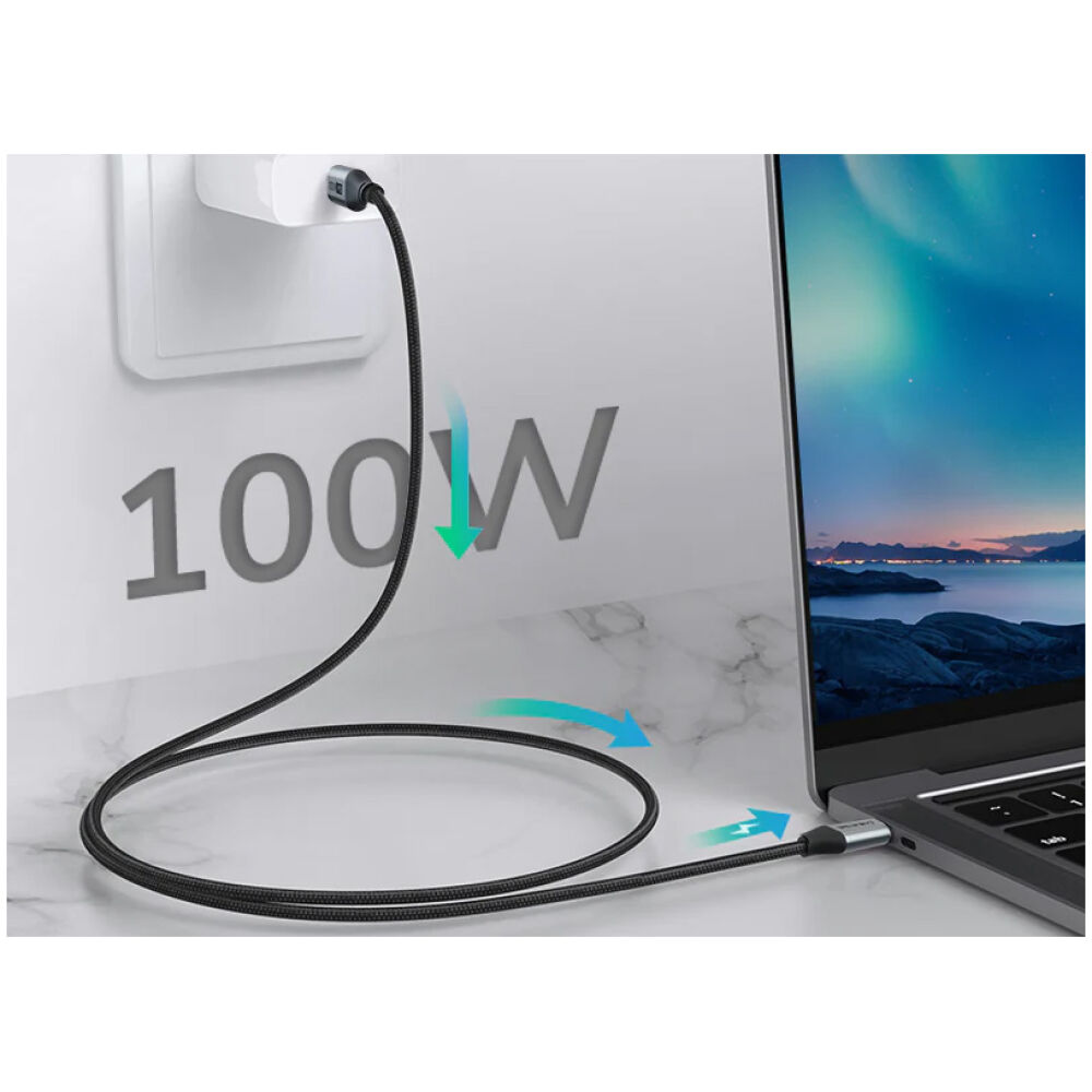 CABLETIME καλώδιο USB-C CMCM100W, 100W PD, 480Mbps, 1.5m, μαύρο - Image 2