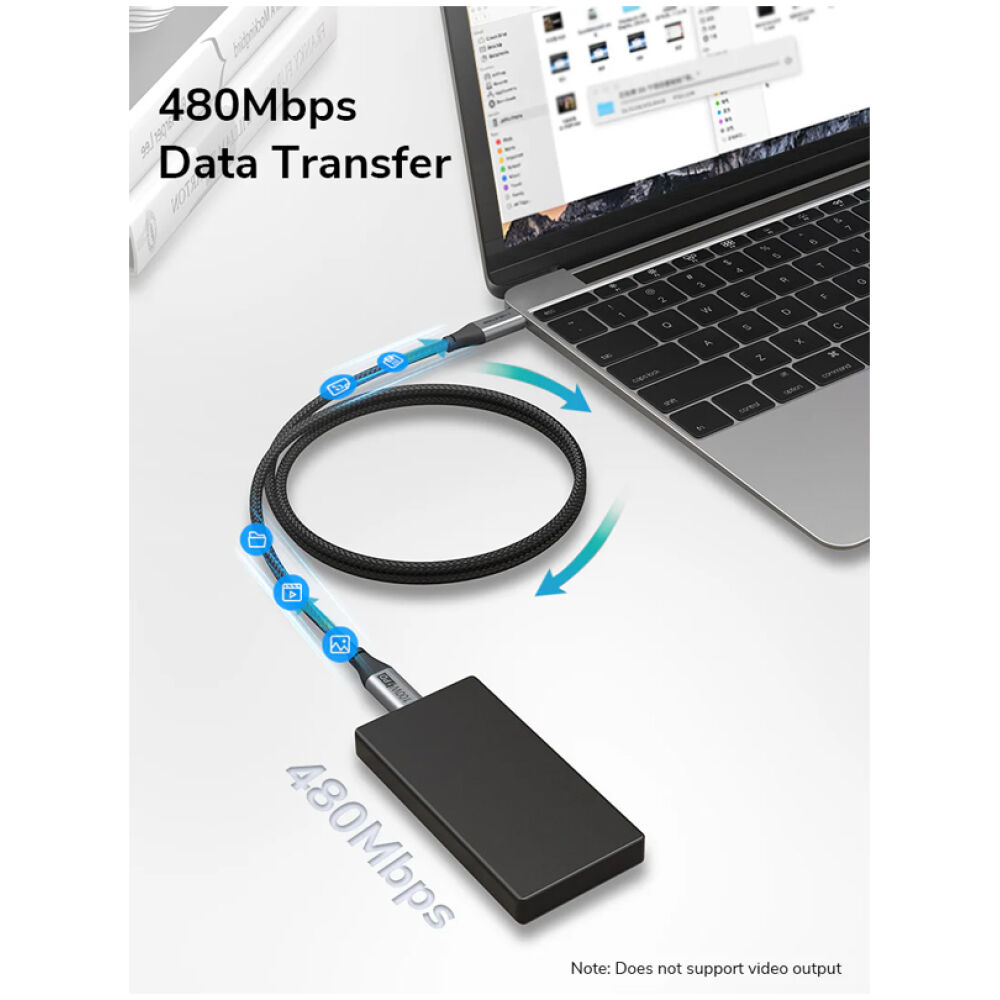 CABLETIME καλώδιο USB-C CMCM100W, 100W PD, 480Mbps, 1.5m, μαύρο - Image 3