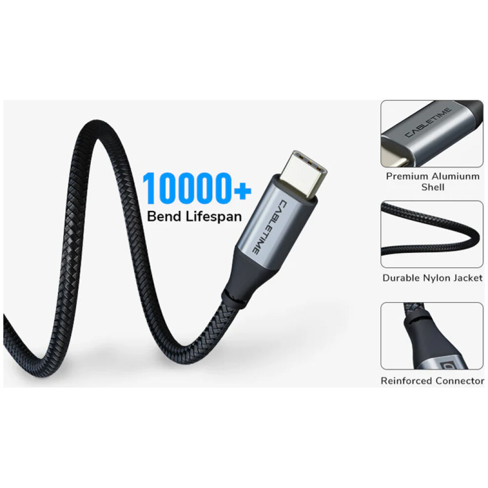 CABLETIME καλώδιο USB-C CMCM100W, 100W PD, 480Mbps, 1.5m, μαύρο - Image 4
