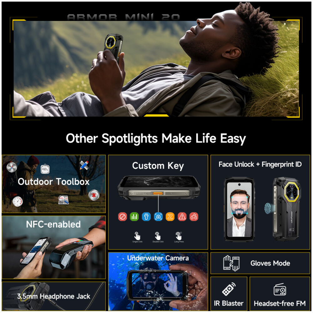 ULEFONE smartphone Armor Mini 20, 4.7", 8/256GB, 4G, 6200mAh, IP68/IP69K, μαύρο - Image 7