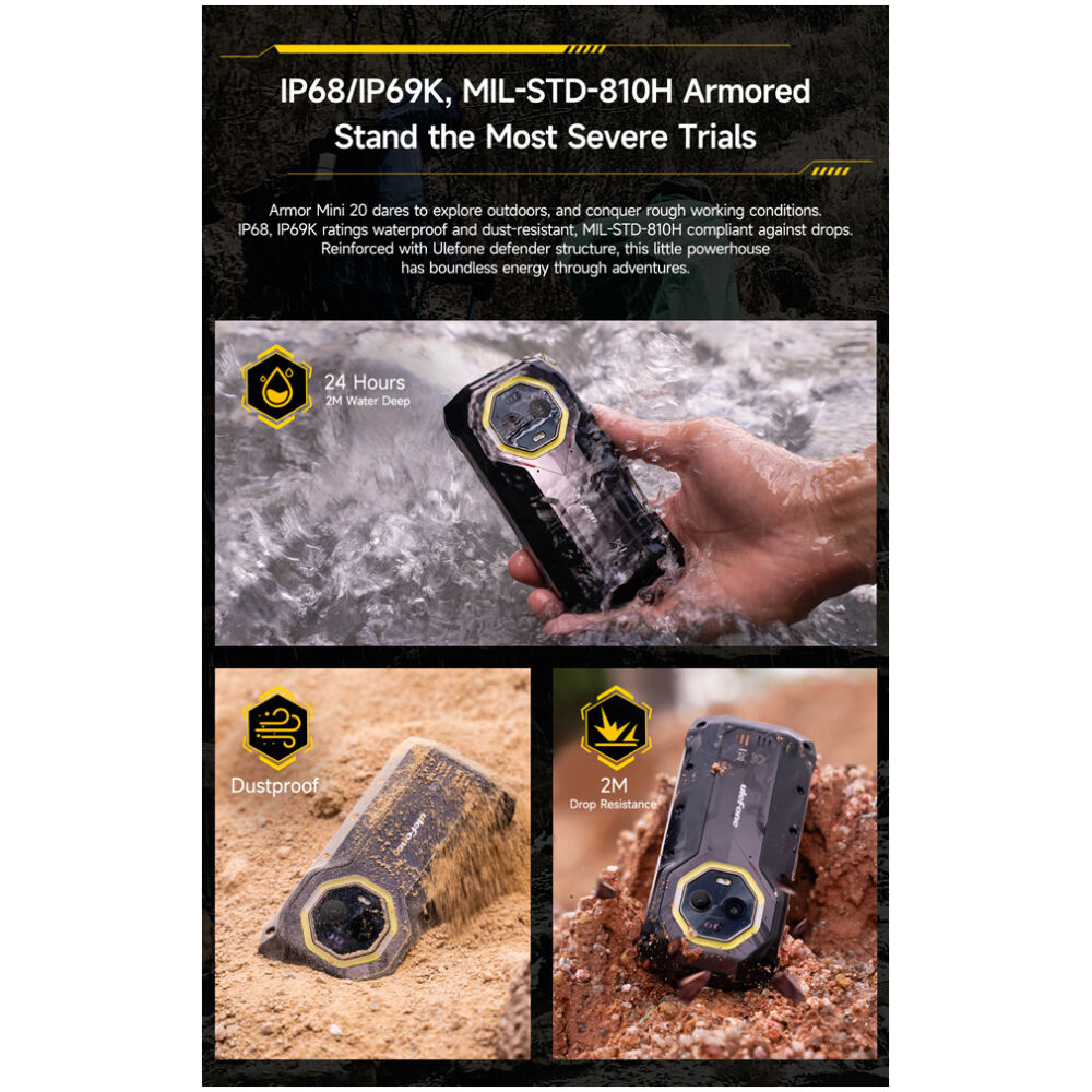 ULEFONE smartphone Armor Mini 20, 4.7", 8/256GB, 4G, 6200mAh, IP68/IP69K, μαύρο - Image 15
