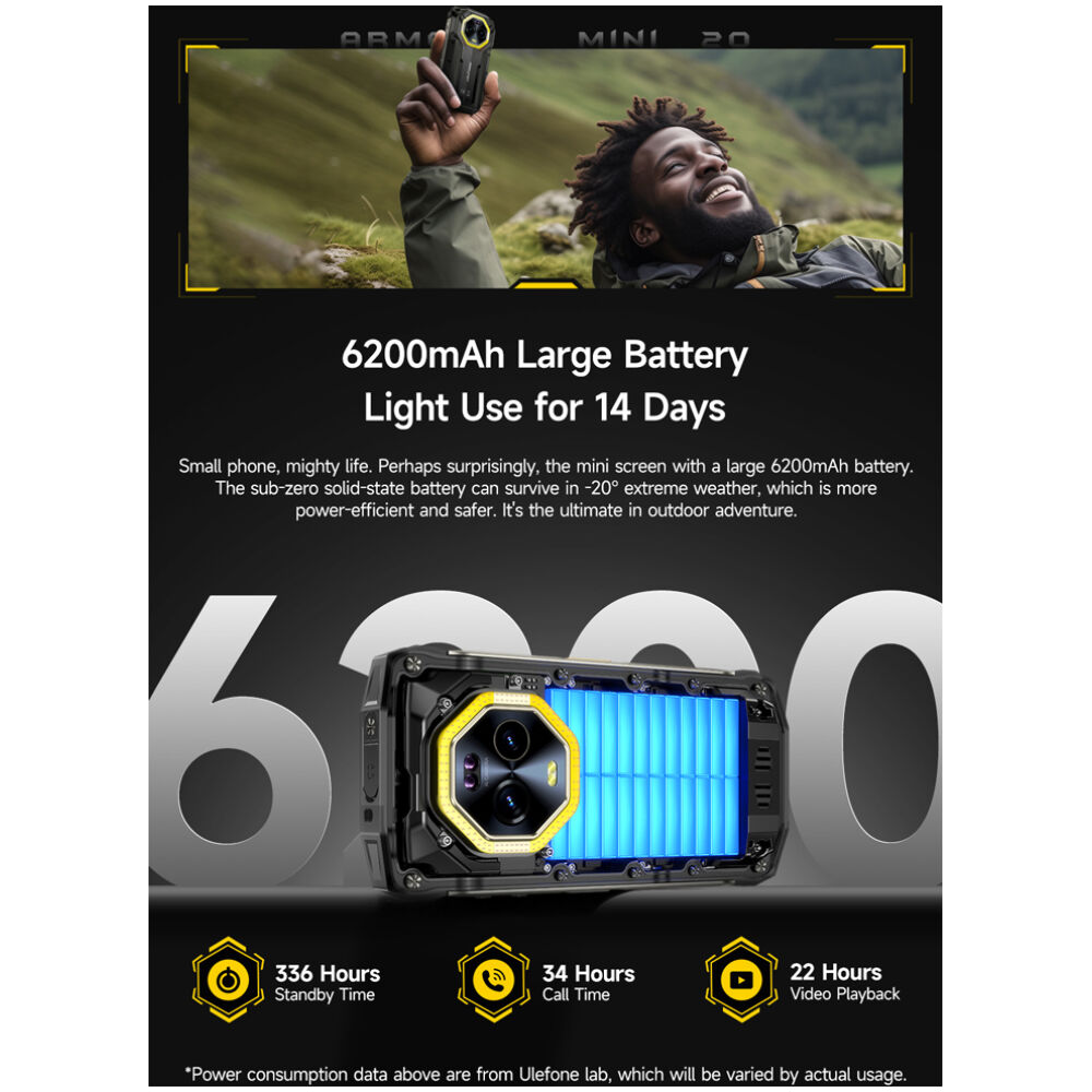 ULEFONE smartphone Armor Mini 20, 4.7", 8/256GB, 4G, 6200mAh, IP68/IP69K, μαύρο - Image 16