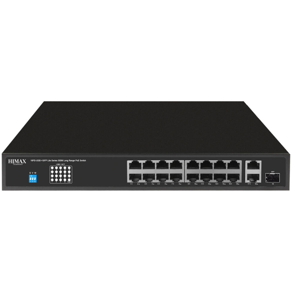 HIMAX PoE switch PS11602FE-L, 16x Ethernet PoE/2x Ethernet/2x SFP θύρες, έως 1000Mbps