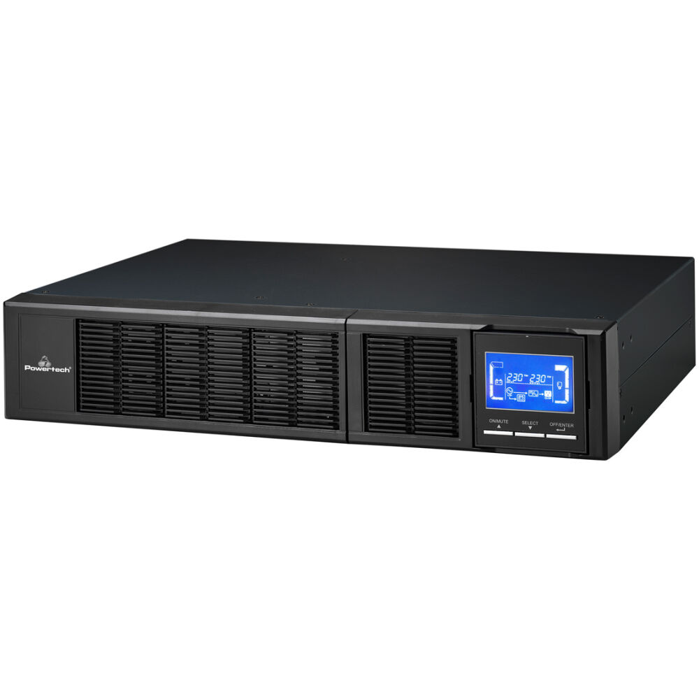 POWERTECH UPS On Line PT-1357 με οθόνη, 1000VA/900W, 2U, 3x Schuko output