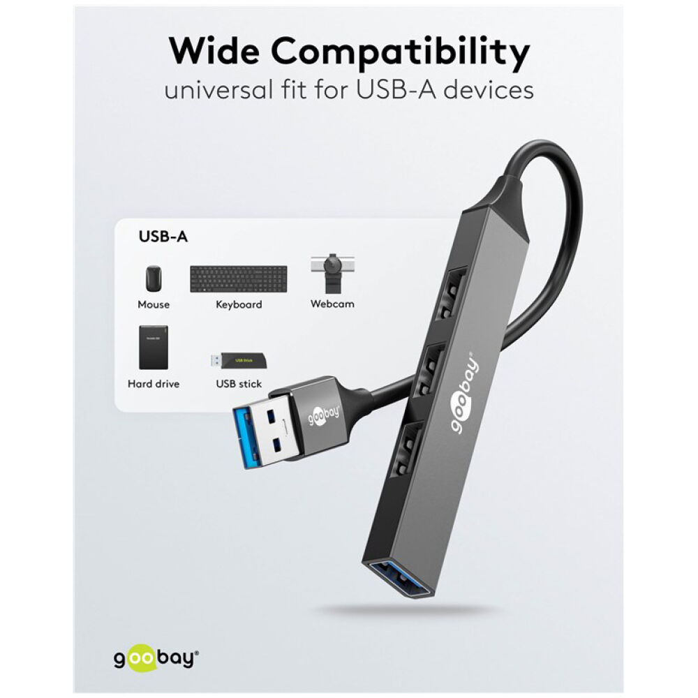 GOOBAY USB hub 74456, 4x θυρών, USB 3.2, 5Gbps, USB σύνδεση, γκρι - Image 4