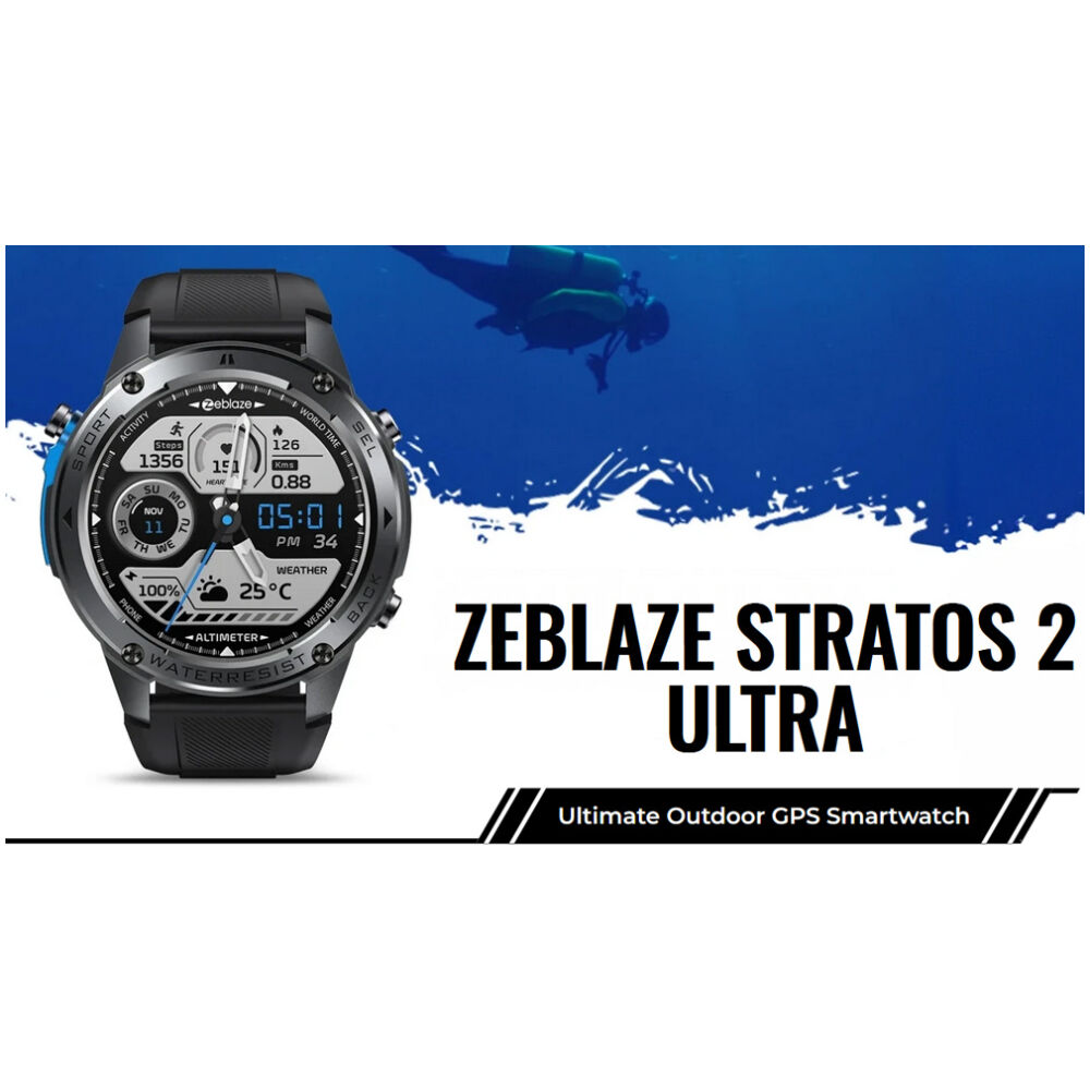 ZEBLAZE smartwatch Stratos 2 Ultra, heart rate, 1.43" AMOLED, GPS, MIL-STD-810H, μαύρο - Image 2