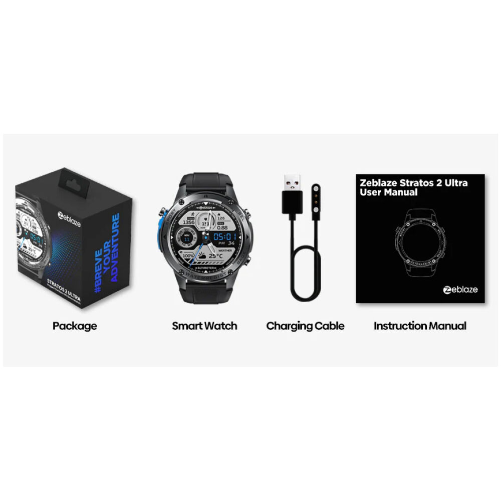 ZEBLAZE smartwatch Stratos 2 Ultra, heart rate, 1.43" AMOLED, GPS, MIL-STD-810H, μαύρο - Image 4
