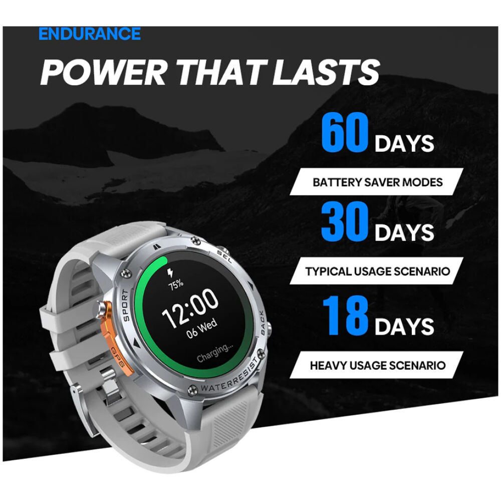ZEBLAZE smartwatch Stratos 2 Ultra, heart rate, 1.43" AMOLED, GPS, MIL-STD-810H, μαύρο - Image 7