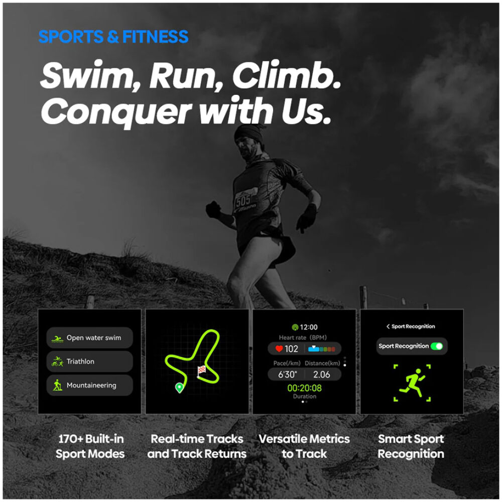 ZEBLAZE smartwatch Stratos 2 Ultra, heart rate, 1.43" AMOLED, GPS, MIL-STD-810H, μαύρο - Image 10