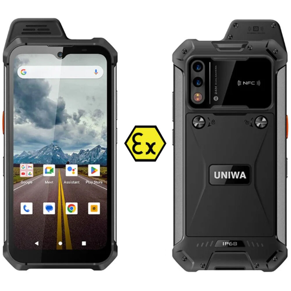 UNIWA smartphone W999, 6.3", 8/128GB , ηχείο 2W, Atex Zone 2, IP68, μαύρο
