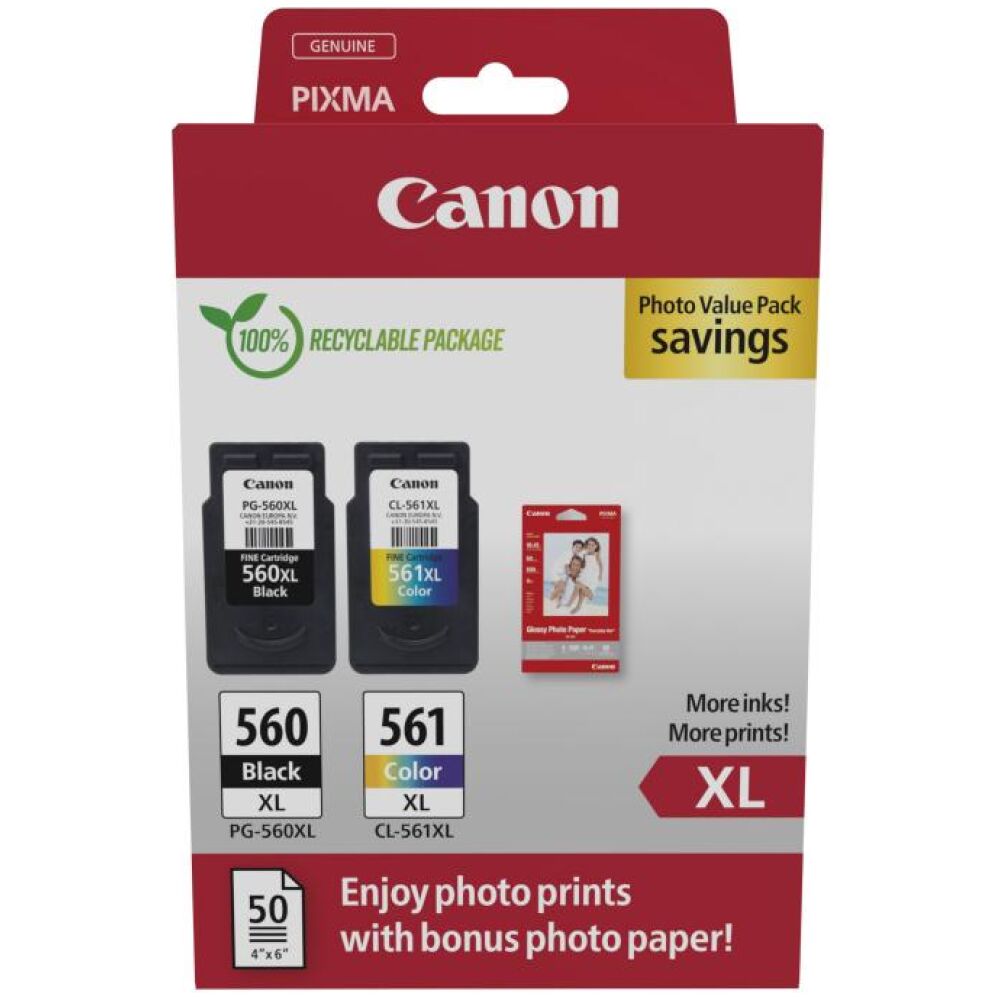 Canon Μελάνι Inkjet PG-560XL/CL-561XL Ph. Value Pack (3712C008) (CANPG-560XLPMP)