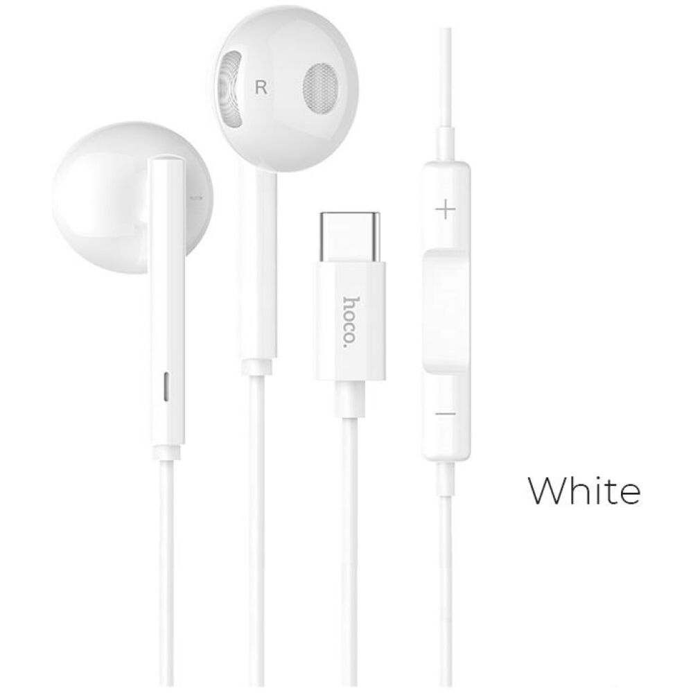 HOCO L10 ACOUSTIC TYPE C EARPHONE, ΛΕΥΚΟ