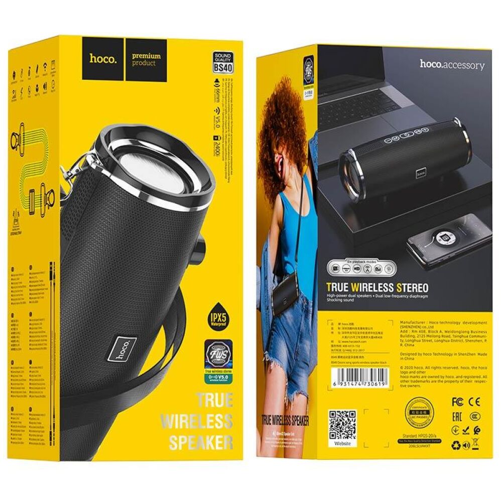 HOCO BS40 DESIRE SONG SPORTS BLUETOOTH ΗΧΕΙΟ, ΜΑΥΡΟ
