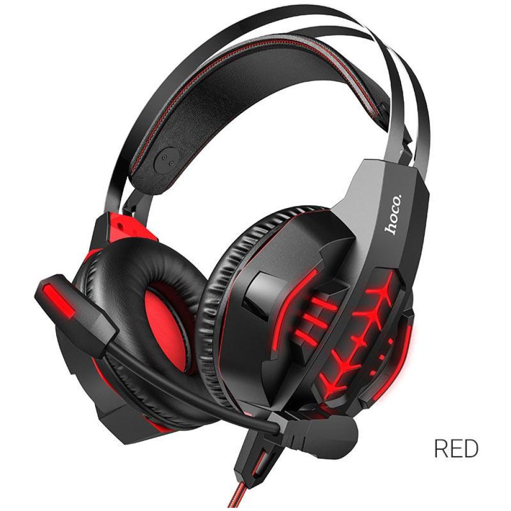 HOCO W102 ΑΚΟΥΣΤΙΚΑ GAMING COOL TOUR, ΜΑΥΡΟ-KOKKINO - Image 2