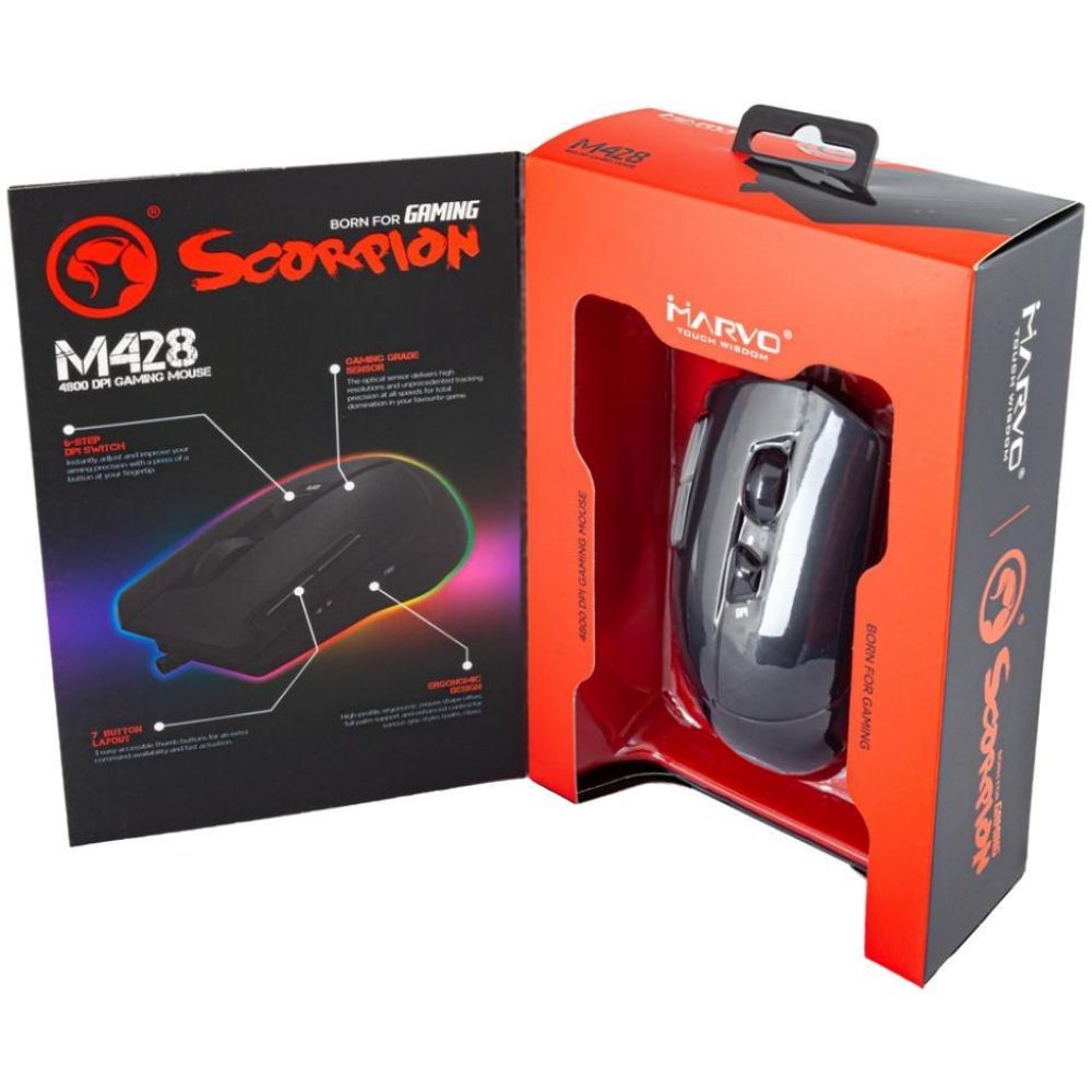 MARVO M428 ΕΝΣΥΡΜΑΤΟ GAMING ΠΟΝΤΙΚΙ, 4800DPI 7 ΠΡΟΓΡ. ΠΛΗΚΤΡΑ, , ΜΑΥΡΟ - Image 2
