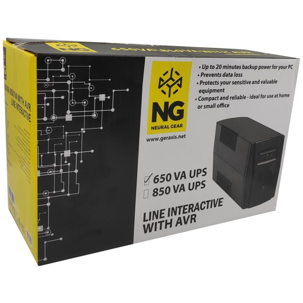 NG UPS 650VA/390W ΜΕ AVR, LINE INTERACTIVE, 2 SCHUKO, 1x 12v7A USB ΘΥΡΑ & RJ11-RJ45 - Image 2