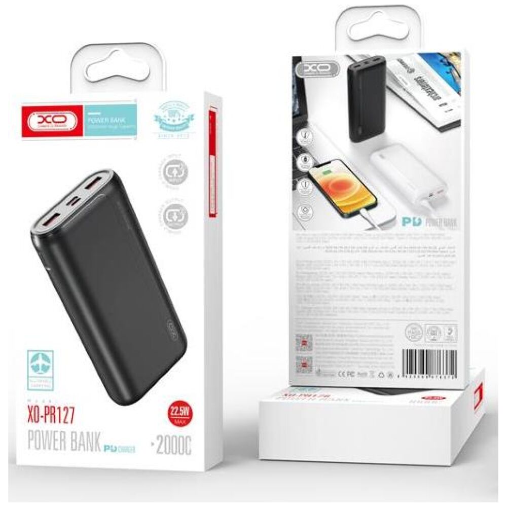 XO PR127 POWERBANK PD22.5W+QC20W 20000mAh ΜΑΥΡΟ - Image 2