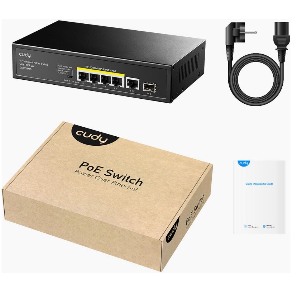 CUDY GS1005PTS1 5-PORT GIGABIT POE+ SWITCH WITH 1 SFP PORT 120W - Image 3