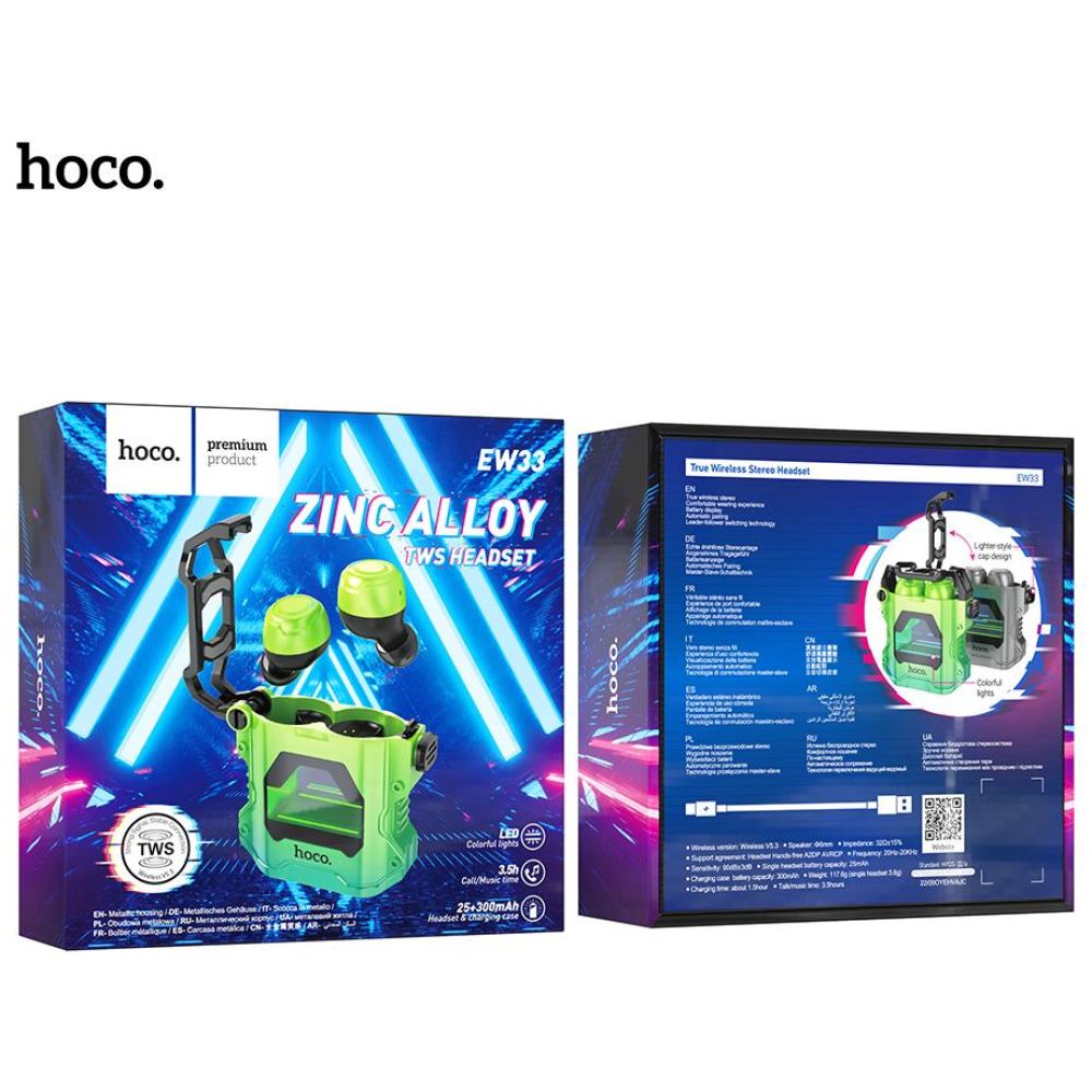 HOCO EW33 ΑΚΟΥΣΤΙΚΑ INTERSTELLAR TRUE WIRELESS, ΠΡΑΣΙΝΟ