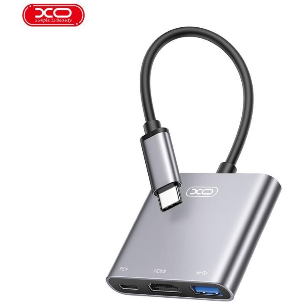 XO HUB011 3 in 1 TYPE-C ΣΕ HDMI, TYPE-C, USB 3.0 - Image 2