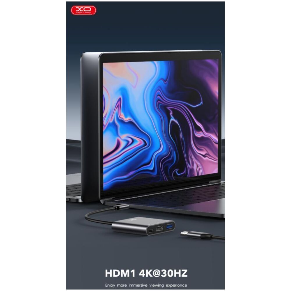 XO HUB011 3 in 1 TYPE-C ΣΕ HDMI, TYPE-C, USB 3.0 - Image 6
