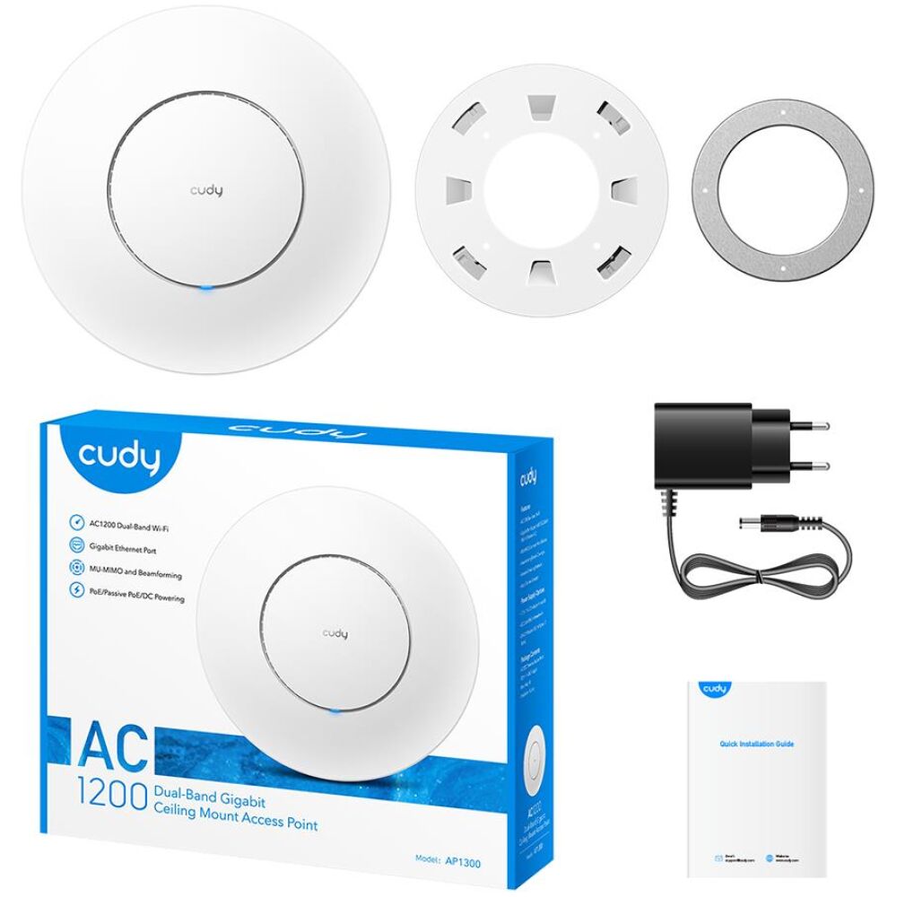 CUDY AP1300 DUAL BAND WIFI ACCESS POINT ΟΡΟΦΗΣ, BEAMFORMING, MIMO, POE - Image 4