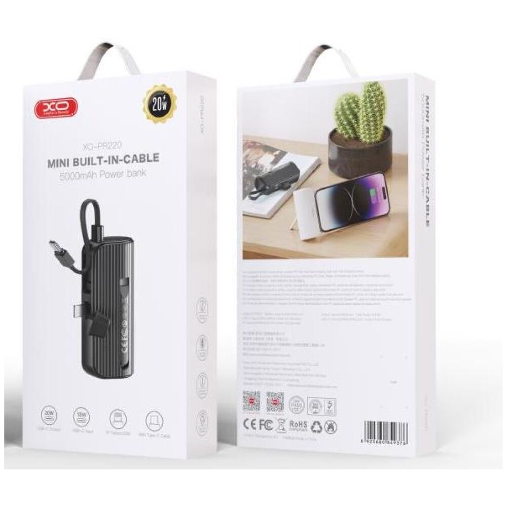 XO PR220 POWERBANK ΤΣΕΠΗΣ ΜΕ ΒΙΣΜΑ LIGHTNING ΓΙΑ IPHONE KAI ΚΑΛΩΔΙΟ TYPE-C, 5000MAH - Image 3