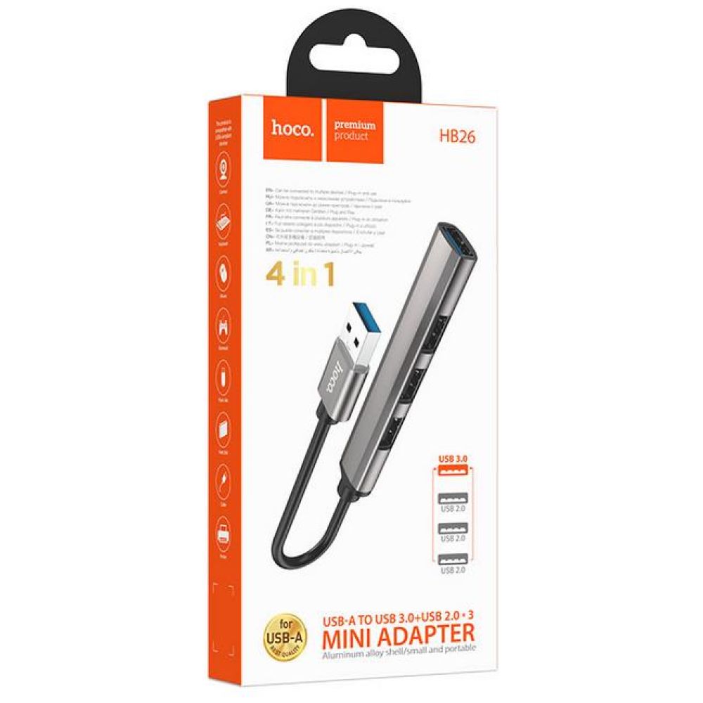 HOCO HB26 4 IN 1 ADAPTER (USB TO USB3.0+USB2.0*3) - Image 2