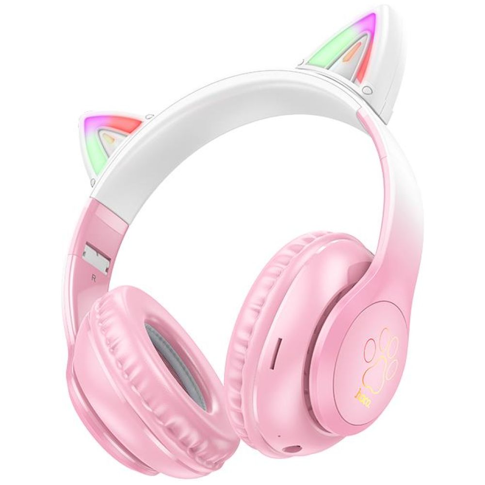 HOCO W42 ΑΚΟΥΣΤΙΚΑ BLUETOOTH ΜΕ ΑΥΤΙΑ ΓΑΤΑΣ, ΡΟΖ