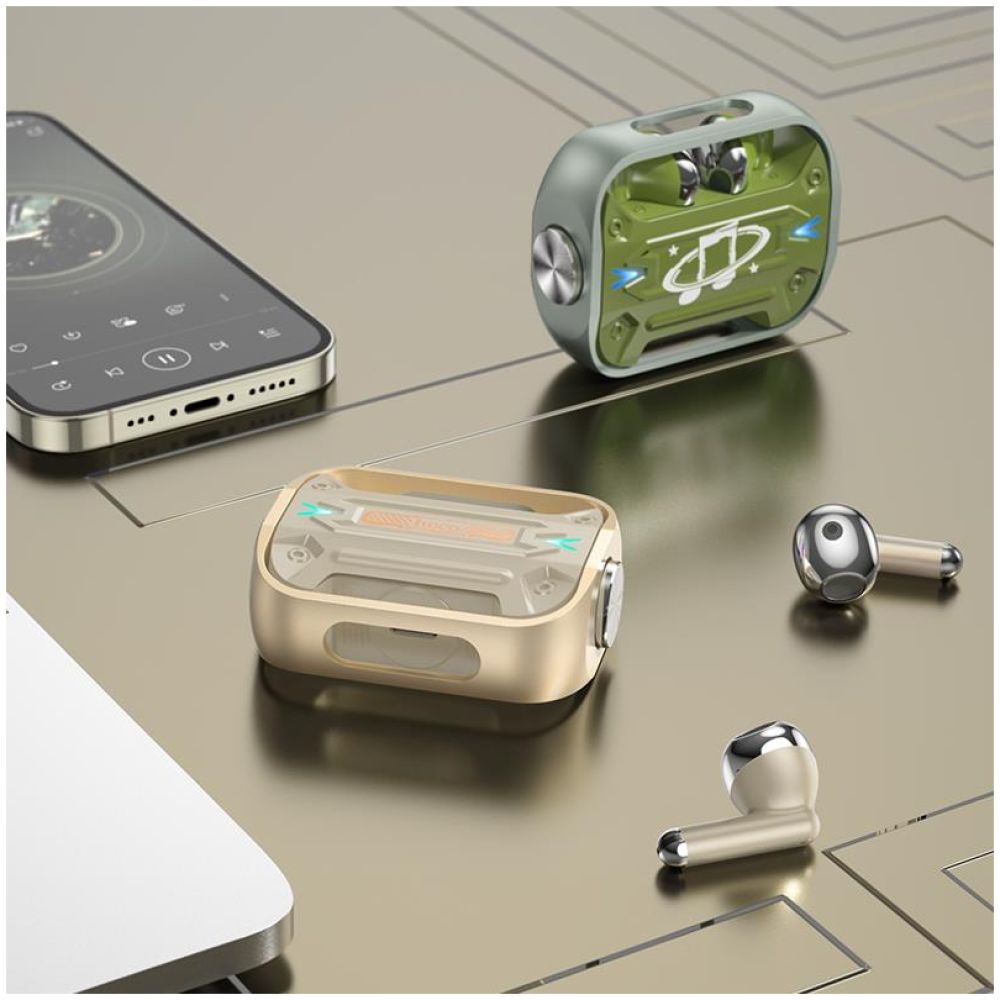 HOCO ΑΚΟΥΣΤΙΚΑ BLUETOOTH EW55 TRENDY TWS, GAMING, ΧΡΥΣΟ - Image 4