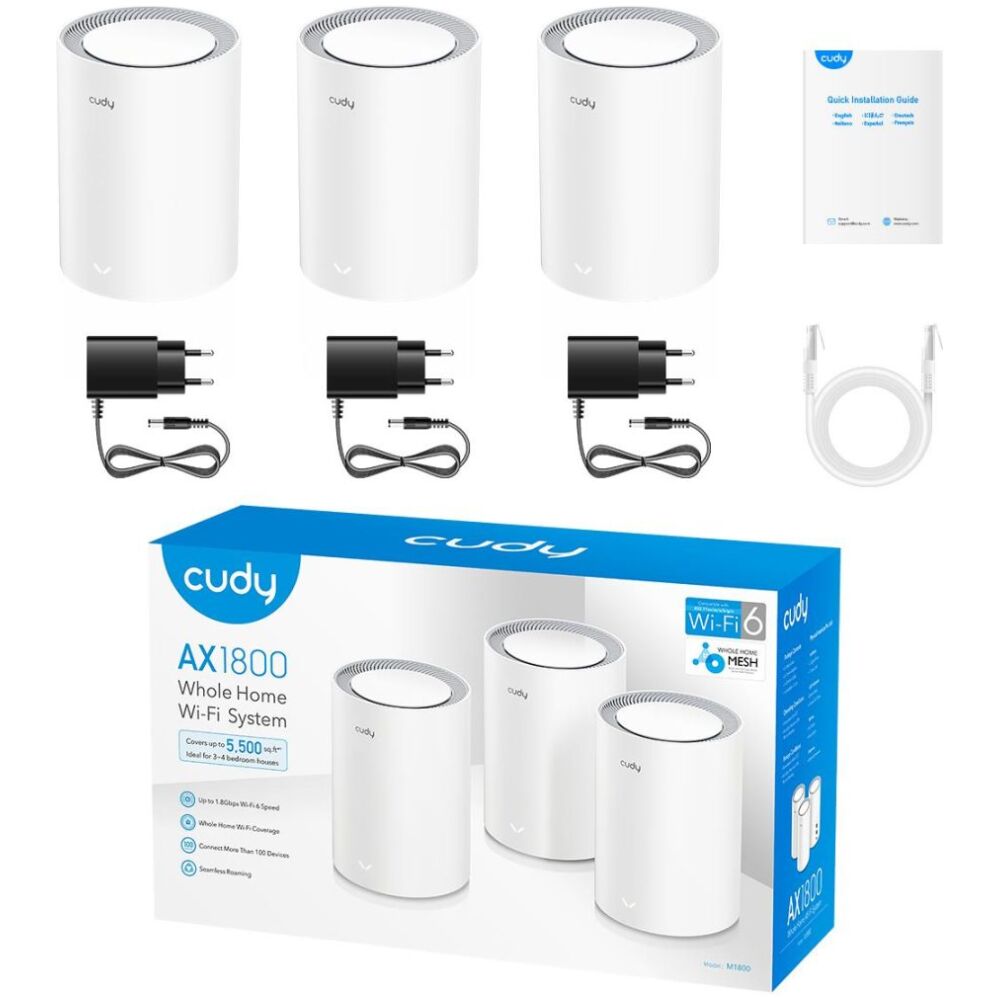 CUDY M1800 AX1800 Wi-Fi 6 MESH, 3 PACK, DUAL BAND, MU-MIMO - Image 3