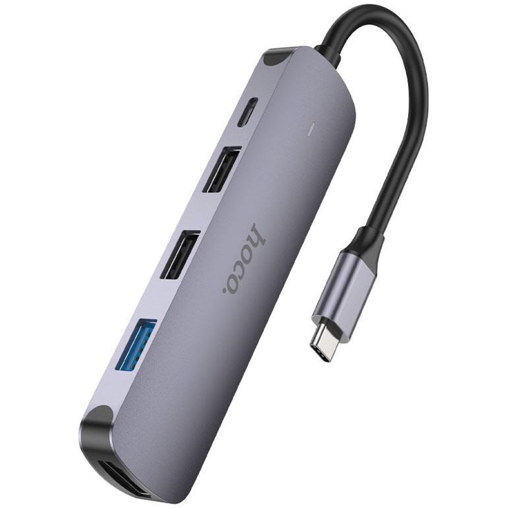 HOCO HB27 TYPE-C HUB , HDMI + USB3.0 + USB2.0*2 + PD , METAL GRAY - Image 6