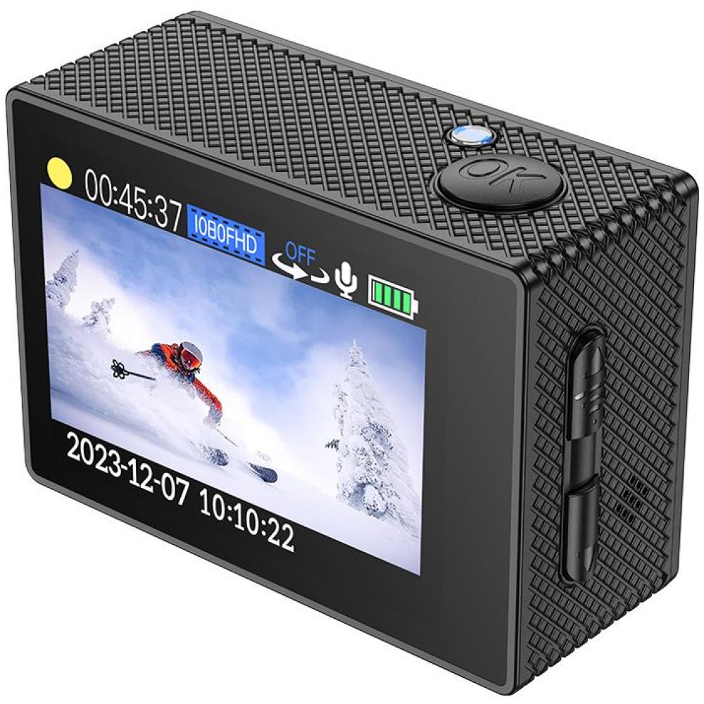 HOCO DV100 SPORT ΚΑΜΕΡΑ ΜΕ ΕΝΧΡΩΜΗ ΟΘΟΝΗ, ΜΑΥΡΗ - Image 2