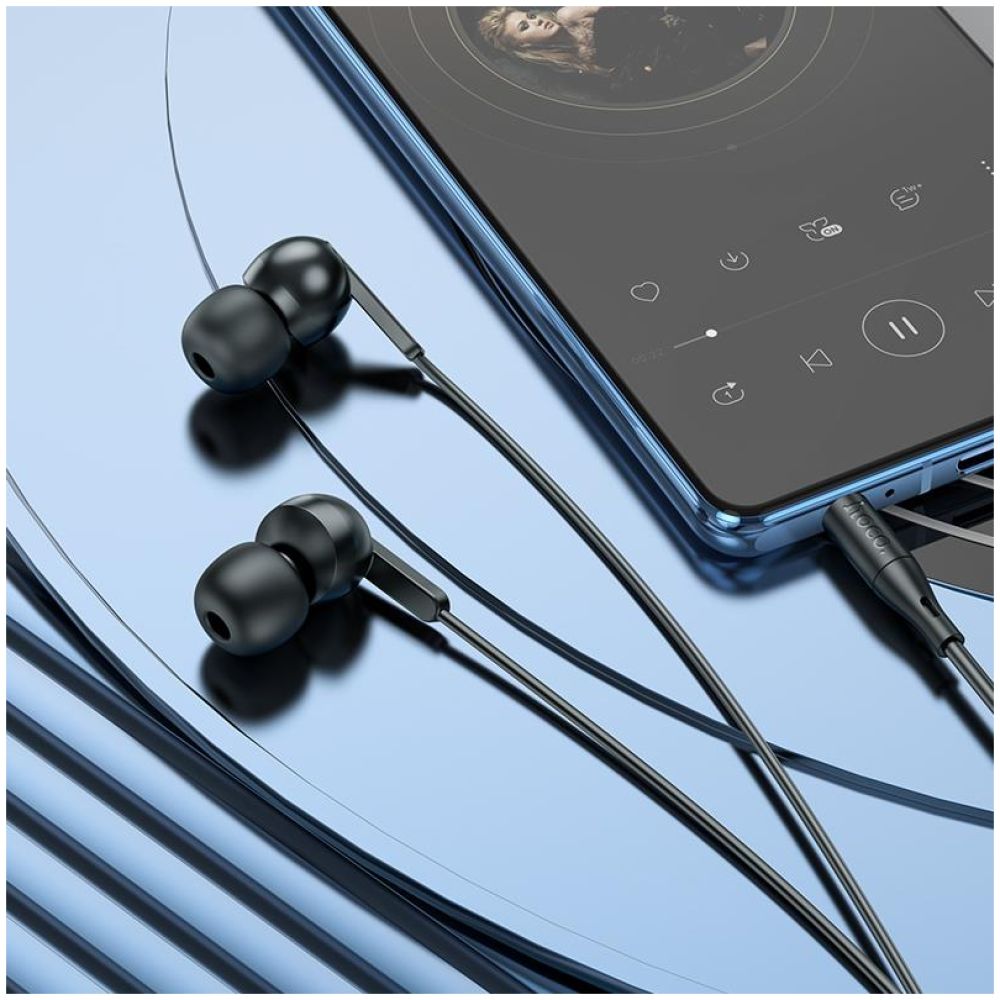 HOCO M124 ΑΚΟΥΣΤΙΚΑ 3.5MM JACK WIDE UNIVERSAL ΜΕ ΜΙΚΡΟΦΩΝΟ , ΜΑΥΡΑ - Image 3