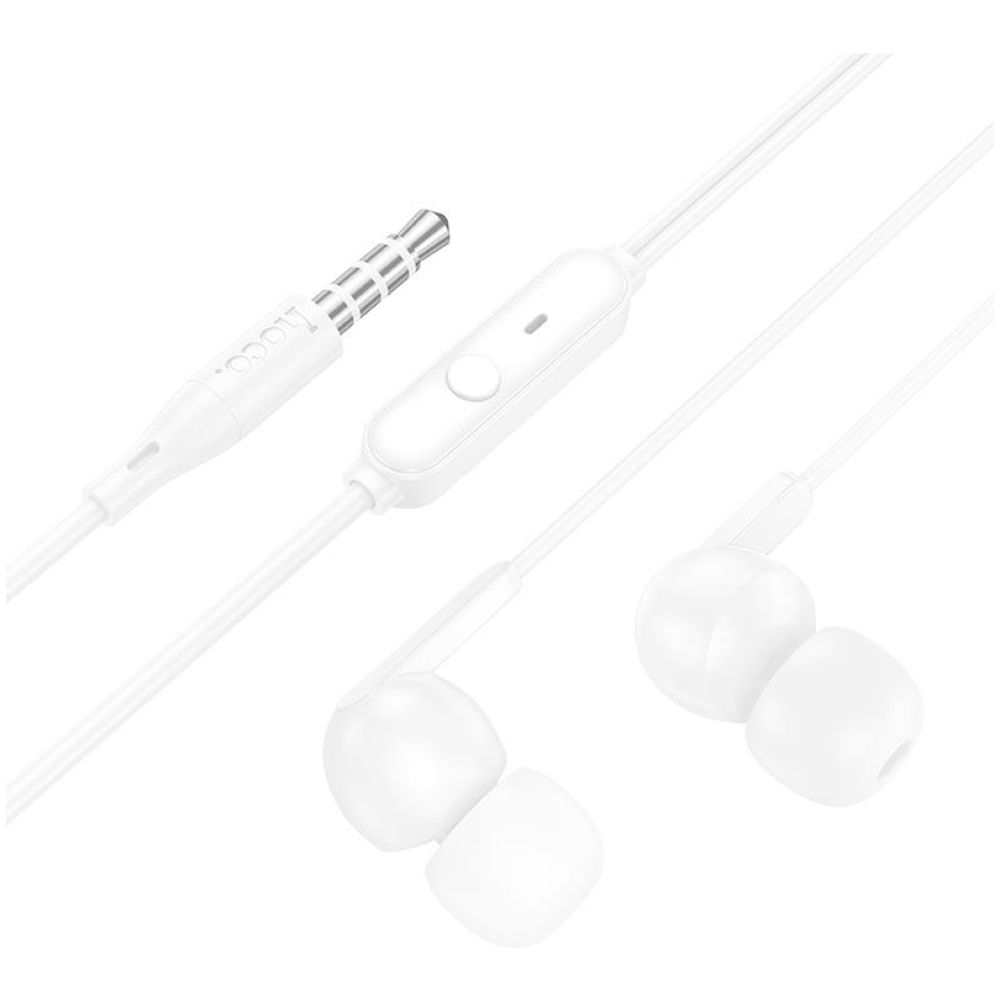 HOCO M124 ΑΚΟΥΣΤΙΚΑ 3.5MM JACK WIDE UNIVERSAL ΜΕ ΜΙΚΡΟΦΩΝΟ , ΛΕΥΚΑ