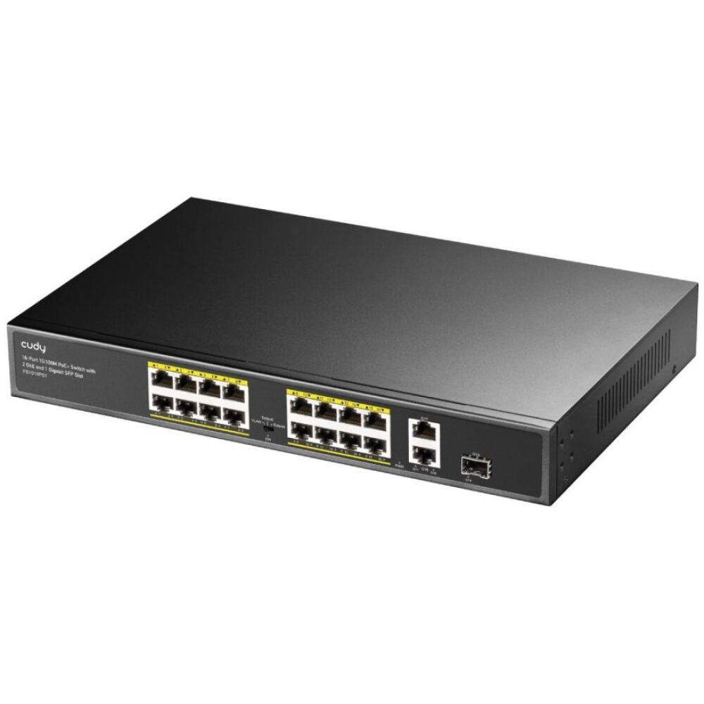 CUDY FS1018PS1 16-PORT 10/100M POE+ SWITCH + 2 UPLINK GIGABIT + 1 SFP PORT, 200W - Image 3