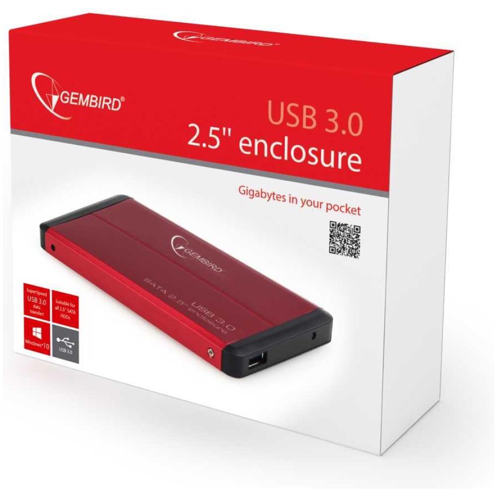 GEMBIRD ΘΗΚΗ ΓΙΑ HDD 2.5" USB 3.0 ΚΟΚΚΙΝΗ - Image 3