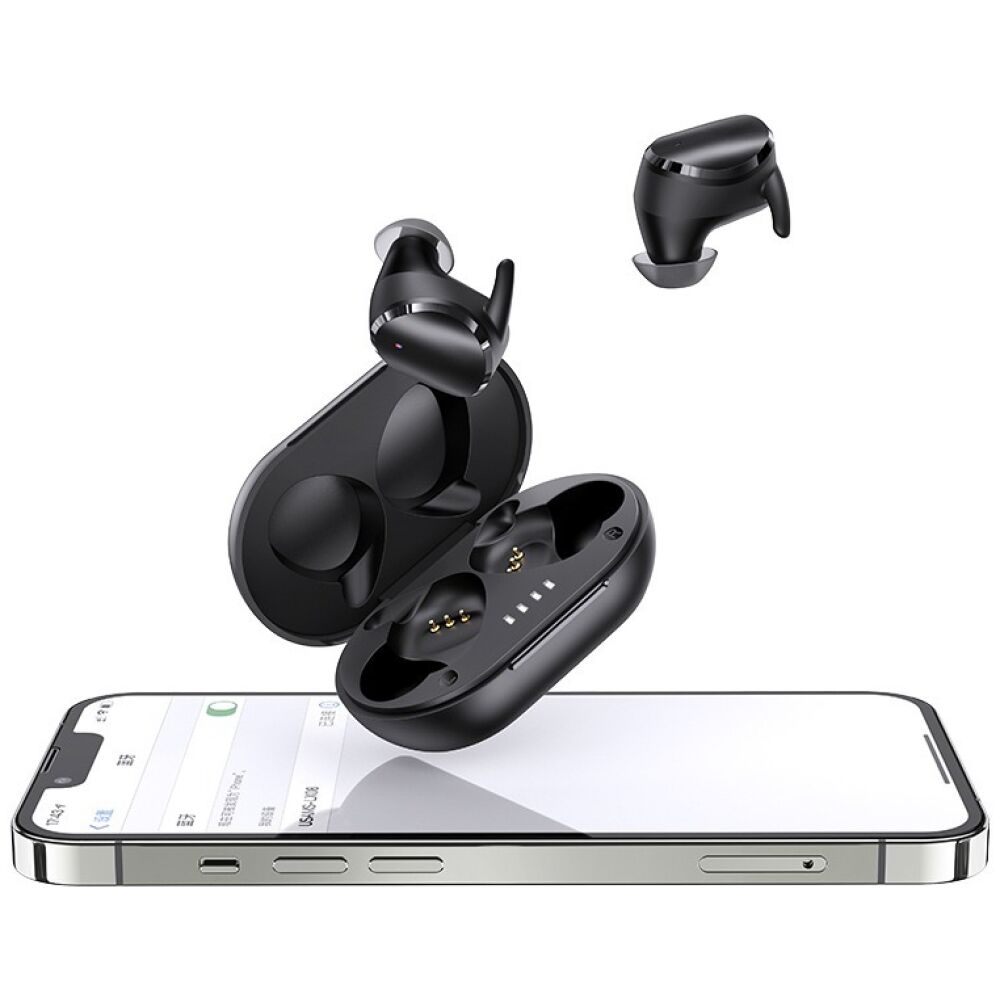 USAMS earphones με θήκη φόρτισης LX08, True Wireless, μαύρα - Image 3