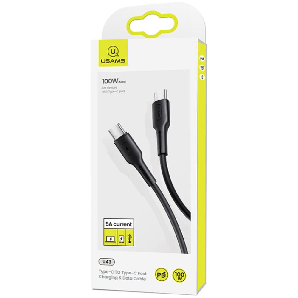 USAMS καλώδιο USB Type-C U43, 5A 100W, PD, 1.2m, μαύρο - Image 3