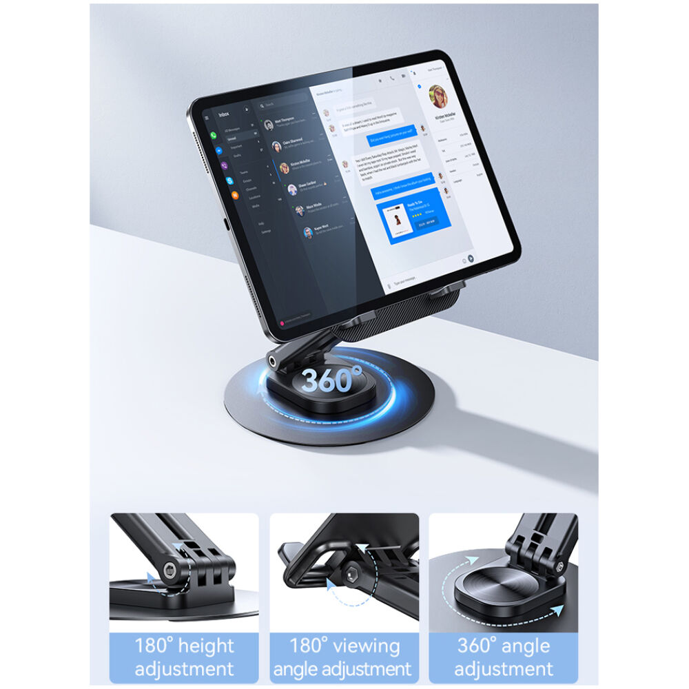 USAMS επιτραπέζια βάση για tablet ZJ080 έως 12", foldable, μαύρη - Image 4