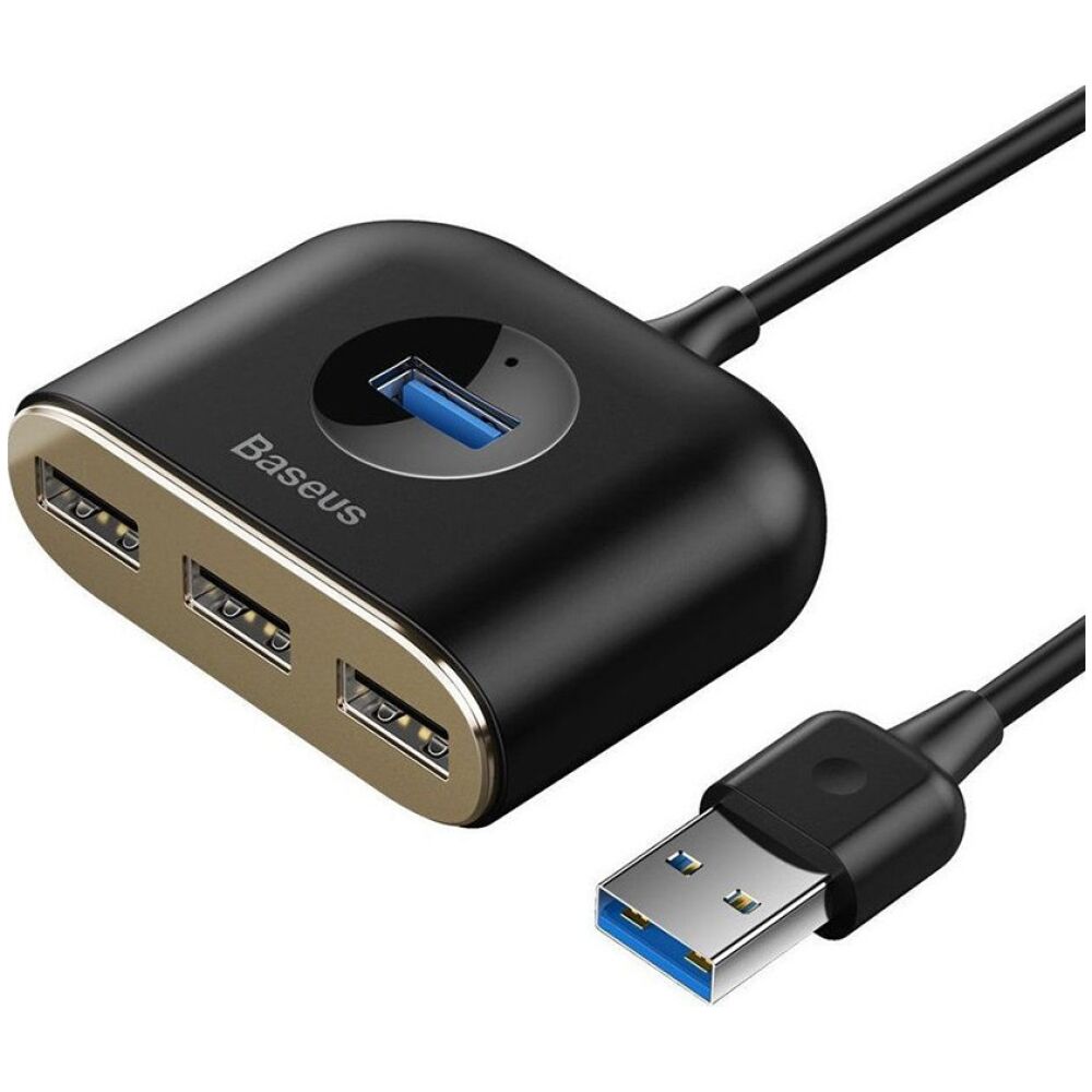 Baseus HUB Square round 4in1 USB Adapter USB3.0 1m Black (CAHUB-AY01) (BASCAHUB-AY01)
