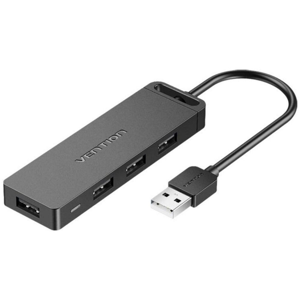 VENTION 4-Port USB 2.0 Hub with Power Supply 0.15M Black (CHMBB) (VENCHMBB)