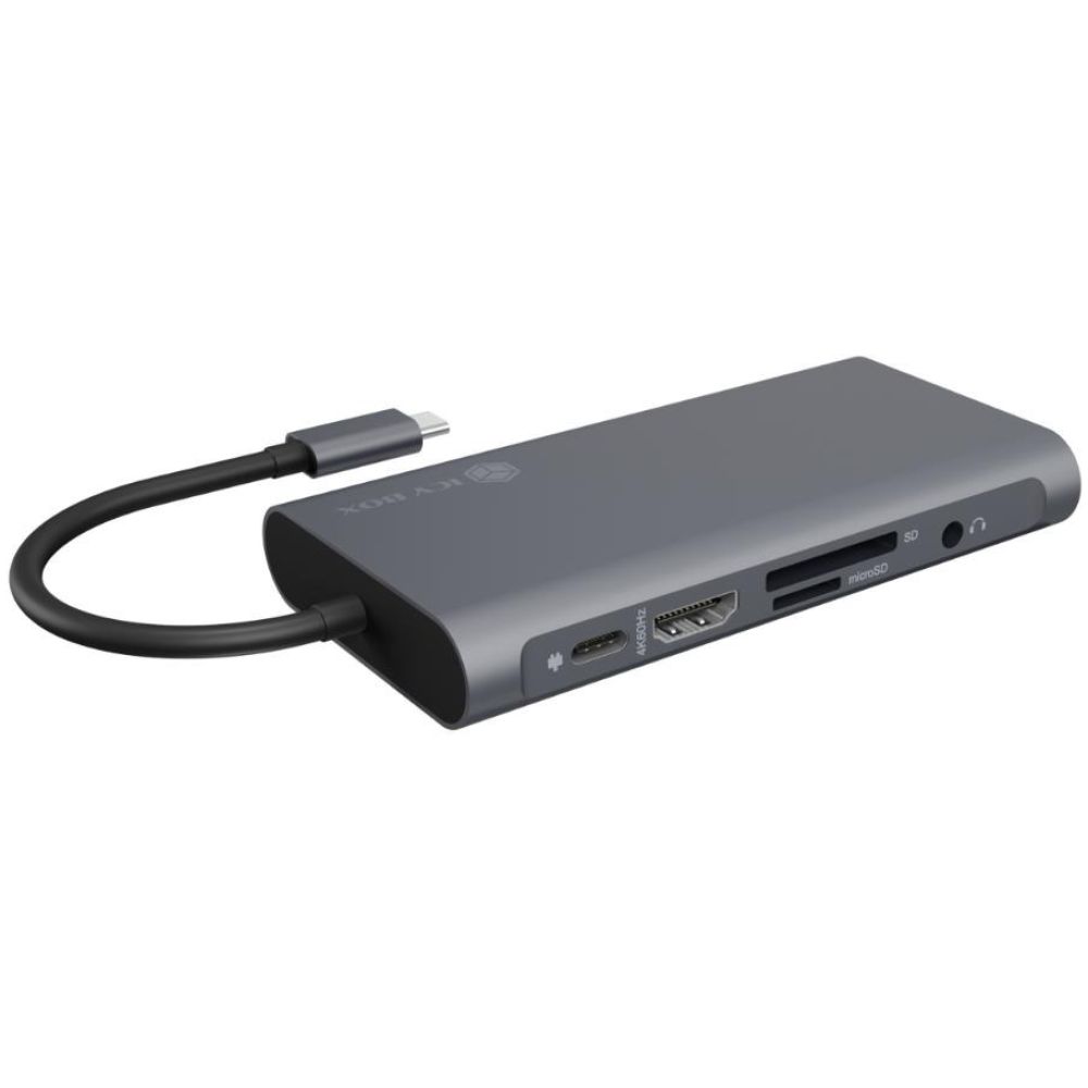 RaidSonic ICY BOX USB-C Docking Station με HDMI 4K PD Ethernet και σύνδεση 2 Οθονών Γκρι (IB-DK4040-CPD) (RSCIB-DK4040-CPD)