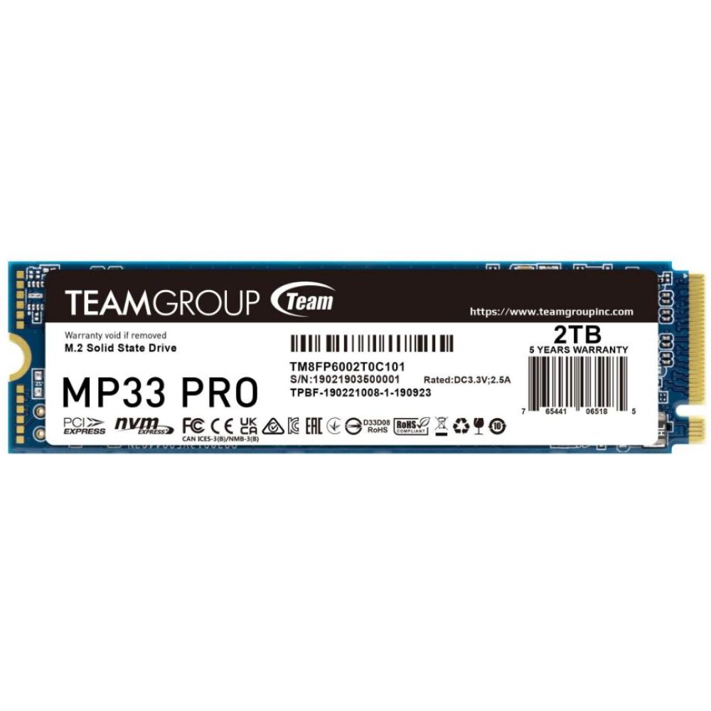 TeamGroup Δίσκος SSD 2TB MP33 PRO PCIe M.2 PCIe 3.0 x4 NVME (TM8FPD002T0C101) (TEGTM8FPD002T0C101)