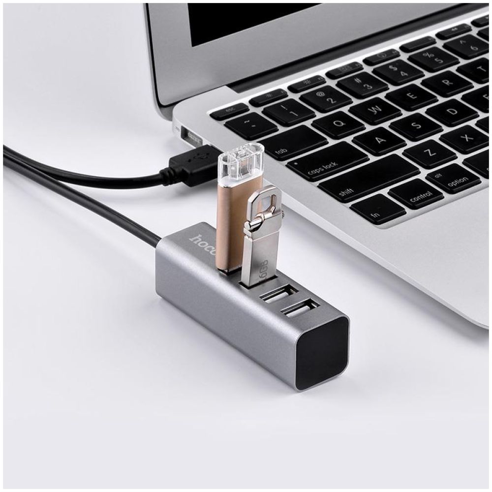 HOCO USB HUB 2.0, 4 PORT, ΚΑΙ ΦΟΡΤΙΣΗ, HB1, ΑΝΘΡΑΚΙ - Image 3