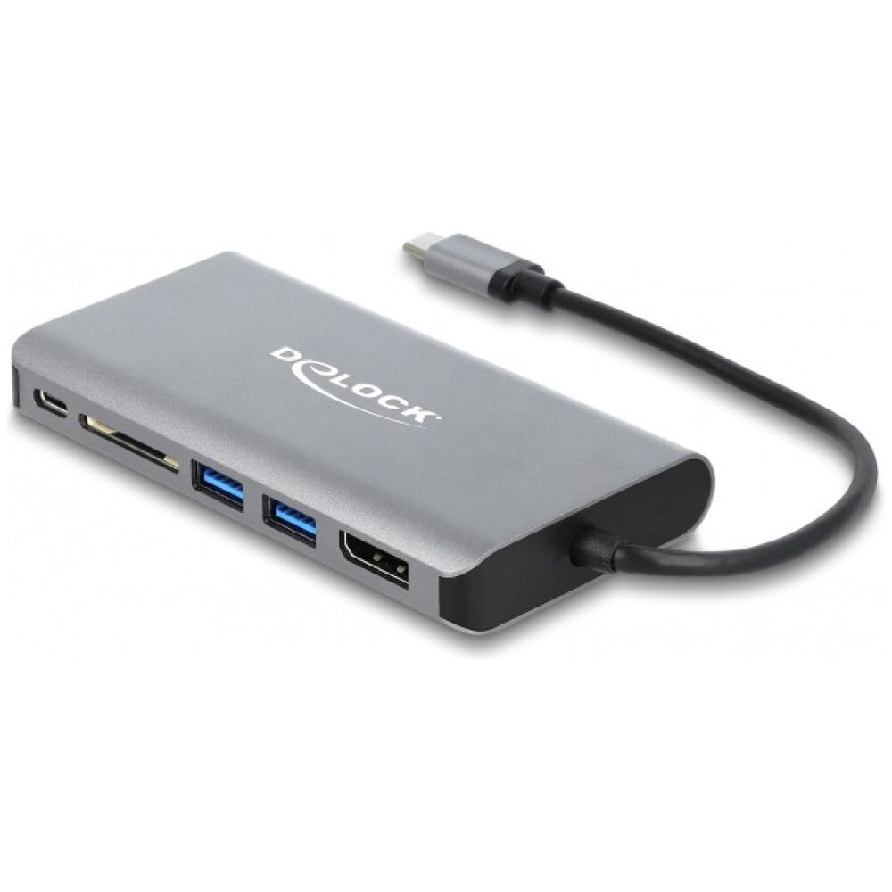 DELOCK docking station 87683, 7 θύρες, USB-C, 100W PD, 4K, MST, γκρι - Image 2