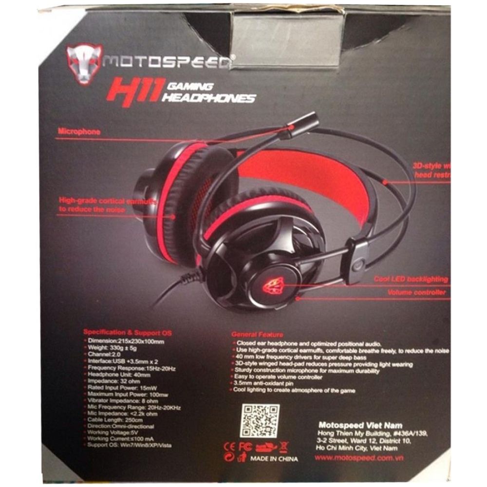 MOTOSPEED H11 GAMING ΑΚΟΥΣΤΙΚΑ ME ΚΟΚΚΙΝΑ LED - Image 3