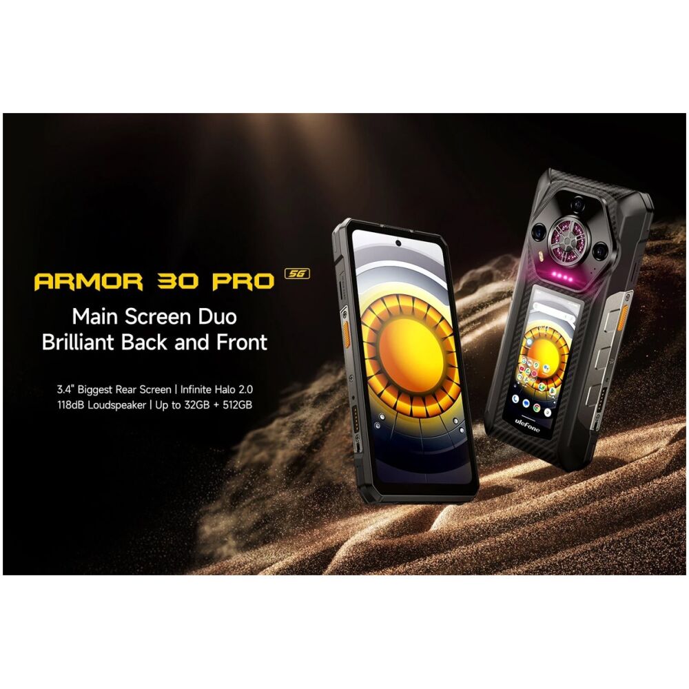 ULEFONE smartphone Armor 30 Pro, 6.95" & 3.4", 16/512GB, 5G, 12800mAh, IP68/IP69K, μαύρο - Image 2